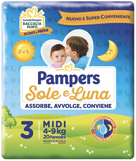 PANNOLINO PER BAMBINO PAMPERS SOLE & LUNA MIDI 20 PEZZI - Farmacia Mastrangelo 