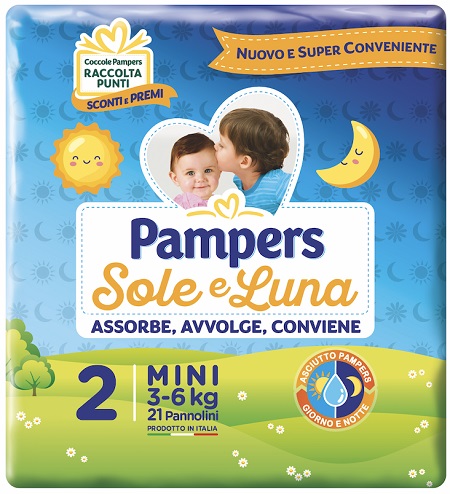 PANNOLINO PER BAMBINO PAMPERS SOLE & LUNA FLASH MINI 21 PEZZI - Farmacia Mastrangelo 