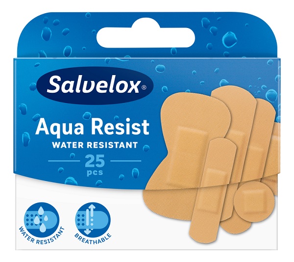 CEROTTO SALVELOX AQUA RESIST WATER RESISTANT MIX FORMATI ASSORTITI 25 PEZZI - Farmacia Mastrangelo 