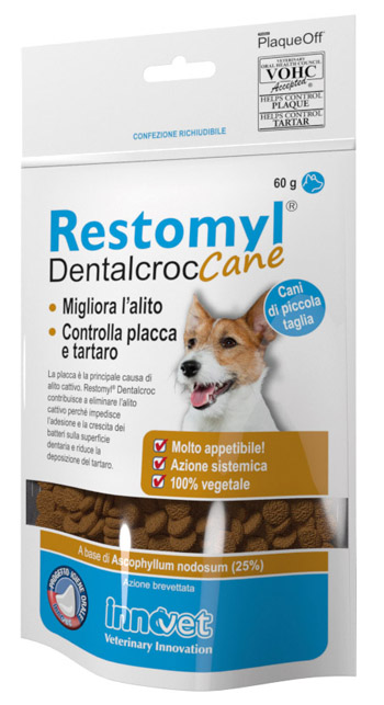 RESTOMYL DENTALCROC CANI PICCOLA TAGLIA BUSTA 60 G - Farmacia Mastrangelo 