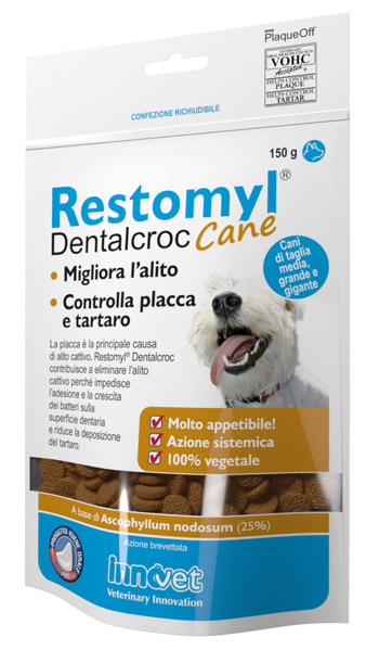 RESTOMYL DENTALCROC CANI TAGLIA MEDIA GRANDE E GIGANTE BUSTA 150 G - Farmacia Mastrangelo 