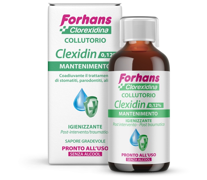 FORHANS COLLUTORIO CON CLOREXIDINA 0,12 CLEXIDIN SENZA ALCOOL 200 ML - Farmacia Mastrangelo 