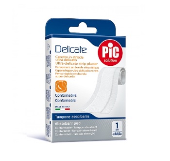 CEROTTO PIC DELICATE STRISCIA BIANCA CON TAMPONE ANTIBATTERICO CM 8X0,5 M - Farmacia Mastrangelo 