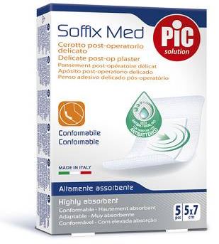 CEROTTO PIC SOFFIX MED IN TNT CON TAMPONE CENTRALE ASSORBENTE STERILE MONOUSO 5X7 CM ANTIBATTERICO 5 PEZZI - Farmacia Mastrangelo 