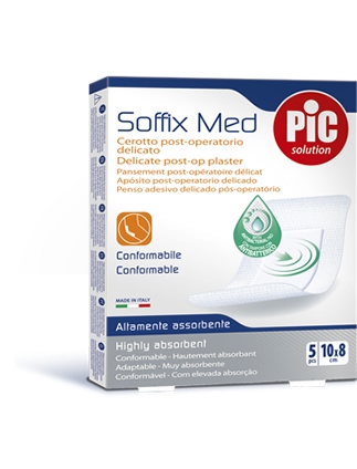 CEROTTO PIC SOFFIX MED IN TNT CON TAMPONE CENTRALE ASSORBENTE STERILE MONOUSO 10X8 CM ANTIBATTERICO 5 PEZZI - Farmacia Mastrangelo 