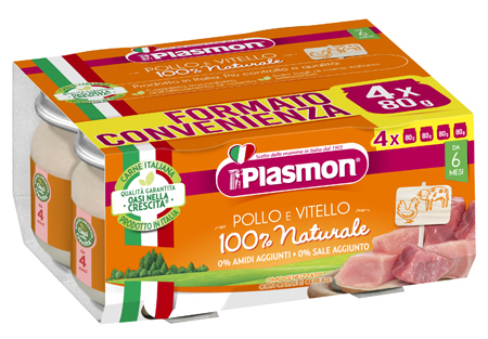 PLASMON OMOGENEIZZATO POLLO VITELLO 4 PEZZI 80 G - Farmacia Mastrangelo 