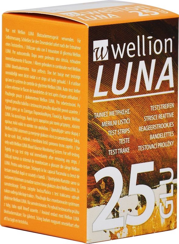 WELLION LUNA 25 STRIPS STRISCE PER MISURAZIONE GLICEMIA - Farmacia Mastrangelo 