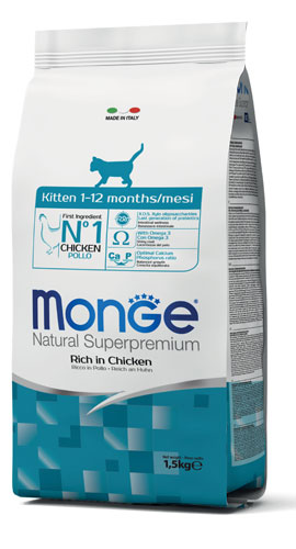 MONGE NATURAL SUPERPREMIUM SECCO GATTO KITTEN 1/12 MONTHS 1,5 KG - Farmacia Mastrangelo 