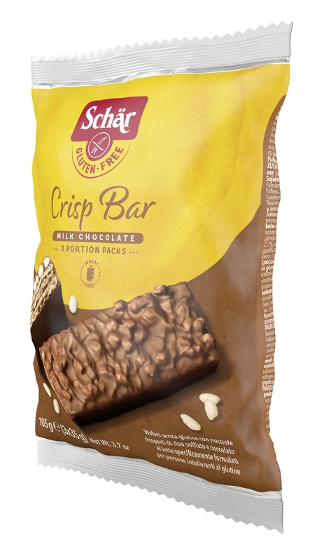 SCHAR CRISP BAR WAFERS CON NOCCIOLE RICOPERTI DI RISO SOFFIATO E CIOCCOLATO AL LATTE 3 PORZIONI DA 35 G - Farmacia Mastrangelo 