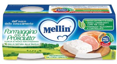 MELLIN BABY FORMAGGINO CON PROSCIUTTO 2 X 80 G - Farmacia Mastrangelo 