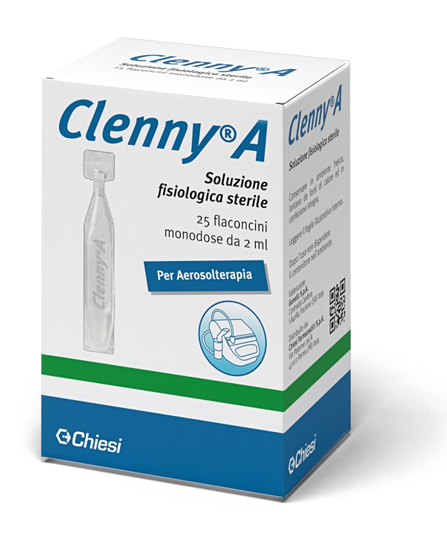 CLENNY A SOLUZIONE FISIOLOGICA STERILE PER AEROSOLTERAPIA 25 FLACONCINI MONODOSE DA 2 ML - Farmacia Mastrangelo 