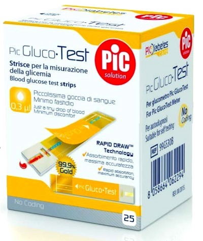 STRISCE MISURAZIONE GLICEMIA PIC GLUCOTEST 25 PEZZI - Farmacia Mastrangelo 