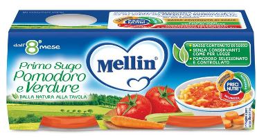MELLIN PRIMO SUGO POMODORO E VERDURE 2 VASETTI DA 80 G - Farmacia Mastrangelo 