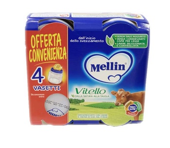 MELLIN OMOGENEIZZATO VITELLO 4 PEZZI X 80 G - Farmacia Mastrangelo 