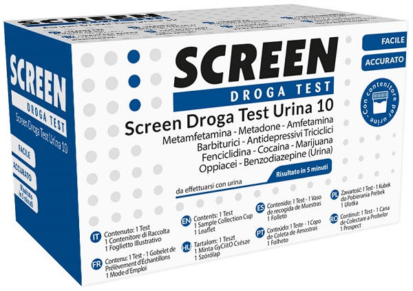 SCREEN DROGA TEST 10 DROGHE TEST ANTIDROGA CON CONTENITORE URINA - Farmacia Mastrangelo 