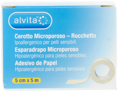 CEROTTO MICROPOROSO IN ROCCHETTO ALVITA IPOALLERGENICO PER PELLI SENSIBILI 5X500CM - Farmacia Mastrangelo 