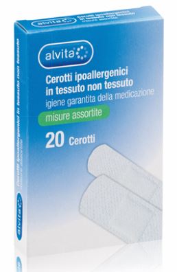 ALVITA CEROTTO IN TESSUTO NON TESSUTO ESTENSIBILE BIANCO CON TAMPONE ANTISETTICO ASSORTITO 20 PEZZI - Farmacia Mastrangelo 