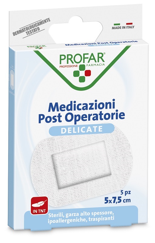 MEDICAZIONE POST OPERATORIA STERILE GARZA ANTIADERENTE 5X7,5 CM 5 PEZZI PROFAR - Farmacia Mastrangelo 