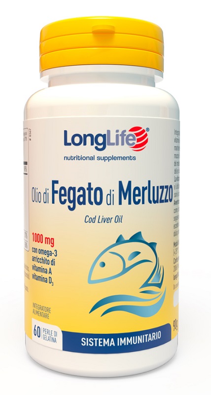 LONGLIFE OLIO FEGATO MERLUZZO 1000 MG 60 PERLE IN GELATINA - Farmacia Mastrangelo 