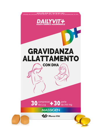 MASSIGEN GRAVIDANZA ALLATTAMENTO CON ACIDO FOLICO MULTIVITAMINICO E MULTIMINERALE 30 COMPRESSE RIVESTITE DA 1,1 G + 30 PERLE DA 700 MG - Farmacia Mastrangelo 