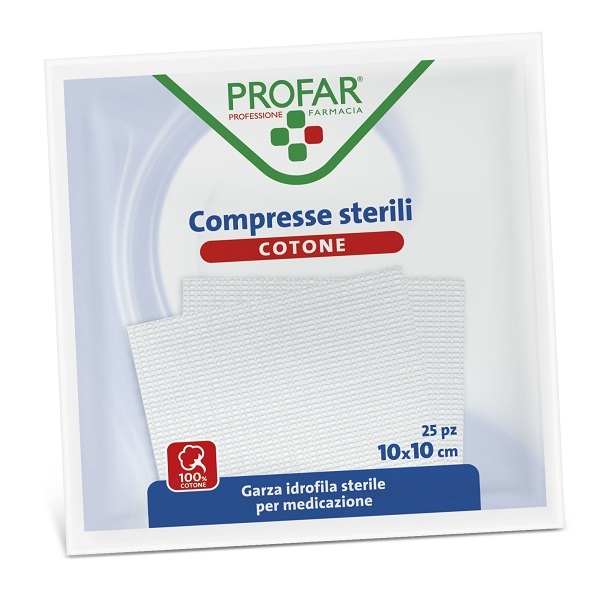 GARZA IDROFILA PROFAR COMPRESSA STERILE 10X10 CM 25 PEZZI - Farmacia Mastrangelo 