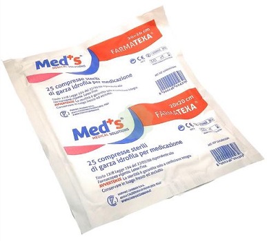 GARZA COMPRESSA IDROFILA MEDS FARMATEXA 12/8 20X20CM 25 PEZZI - Farmacia Mastrangelo 