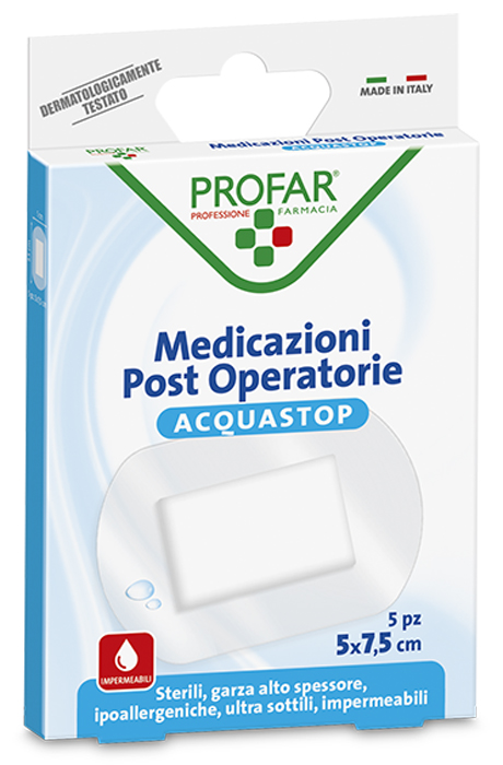 ACQUASTOP MEDICAZIONE POST OPERATORIA 5X7,5 CM PROFAR MED 5 PEZZI - Farmacia Mastrangelo 