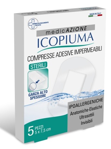ICOPIUMA GARZA COMPRESSA MEDICATA POSTOPERATORIA 5X7,5 CM 5 PEZZI - Farmacia Mastrangelo 