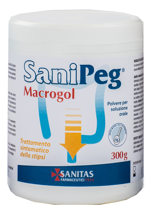 SANIPEG MACROGOL POLVERE PER SOLUZIONE ORALE BARATTOLO 300 G - Farmacia Mastrangelo 