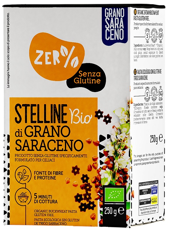 ZERO% GLUTINE STELLINE GRANO SARACENO INTEGRALE SENZA GLUTINE BIO 250 G - Farmacia Mastrangelo 