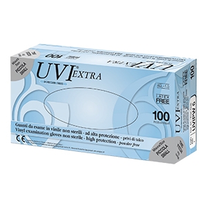 GUANTO IN CLORURO DI POLIVINILE SUPERFICIE LISCIA PRIVO DI TALCO 100 PEZZI ARTICOLO UVIPW 6 - Farmacia Mastrangelo 
