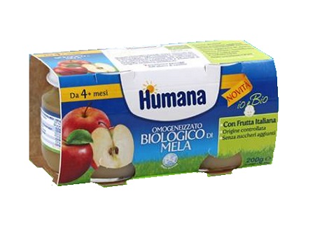 HUMANA OMOGENEIZZATO MELA BIO 2 VASETTI 100G - Farmacia Mastrangelo 