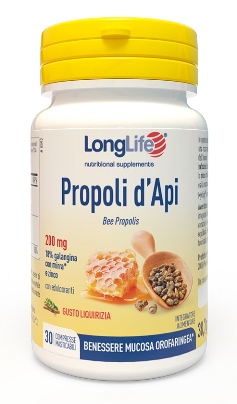 LONGLIFE PROPOLI D'API 30 COMPRESSE MASTICABILI - Farmacia Mastrangelo 