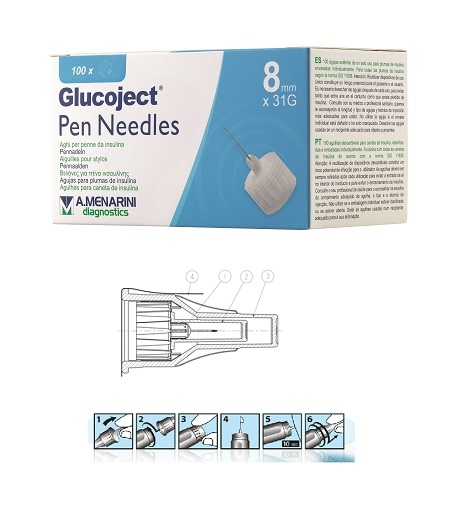 AGO PER PENNA DA INSULINA GLUCOJECT LUNGHEZZA 8 MM GAUGE 31 100 PEZZI - Farmacia Mastrangelo 