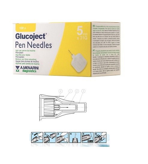 AGO PER PENNA DA INSULINA GLUCOJECT LUNGHEZZA 5 MM GAUGE 31 100 PEZZI - Farmacia Mastrangelo 