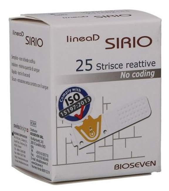 STRISCE MISURAZIONE GLICEMIA LINEA D SIRIO 25 PEZZI - Farmacia Mastrangelo 