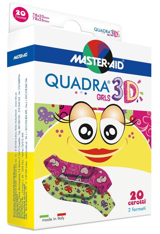 CEROTTO MASTER-AID QUADRA 3D GIRLS 20 PEZZI ASSORTITI - Farmacia Mastrangelo 