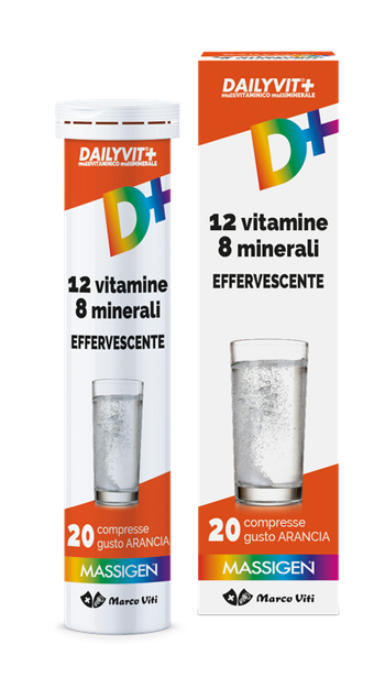 MASSIGEN DAILYVIT 12 VITAMINE 8 MINERALI EFFERVESCENTE 20 COMPRESSE - Farmacia Mastrangelo 