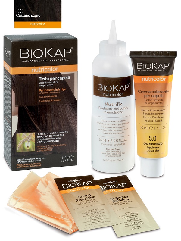 BIOKAP NUTRICOLOR 3,0 NEW CASTANO SCURO TINTA TUBO + FLACONE - Farmacia Mastrangelo 