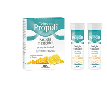 GOLASEPT PROPOLI 24 COMPRESSE MASTICABILI MIELE LIMONE - Farmacia Mastrangelo 
