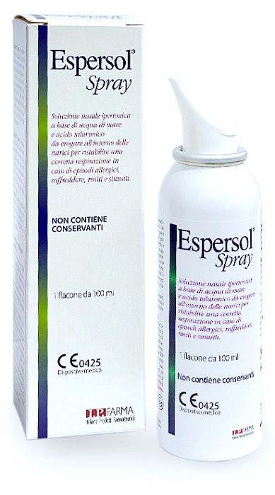 SOLUZIONE NASALE ESPERSOL SPRAY IPERTONICA A BASE DI ACQUA DI MARE E ACIDO IALURONICO 0,02% 100ML - Farmacia Mastrangelo 
