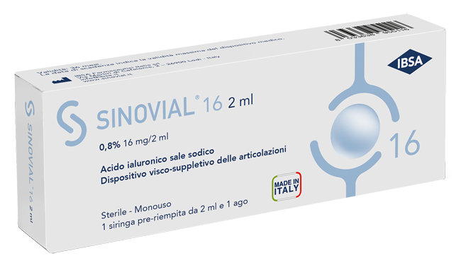 SIRINGA INTRA-ARTICOLARE SINOVIAL 16 ACIDO IALURONICO SALE SODICO 0,8% 16MG/2ML 2ML + AGO 21 GAUGE - Farmacia Mastrangelo 