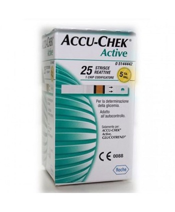 STRISCE MISURAZIONE GLICEMIA ACCU-CHEK ACTIVE STRIPS 25 PEZZI INF RETAIL - Farmacia Mastrangelo 