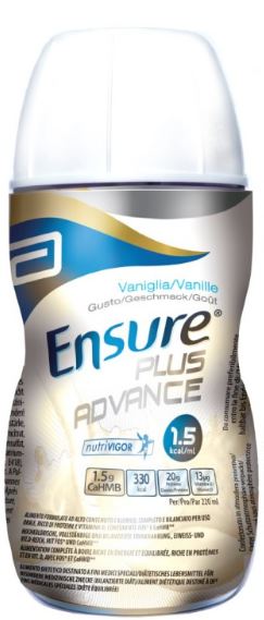 ENSURE PLUS ADVANCE VANIGLIA 4 BOTTIGLIE DA 220 ML - Farmacia Mastrangelo 
