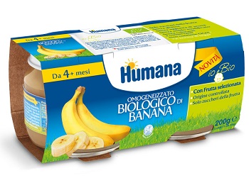 HUMANA OMOGENEIZZATO BANANA BIOLOGICO 2 VASETTI 100 G - Farmacia Mastrangelo 