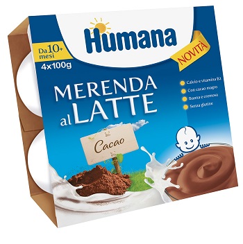 HUMANA MERENDA AL LATTE GUSTO CIOCCOLATO 100 G 4 PEZZI - Farmacia Mastrangelo 