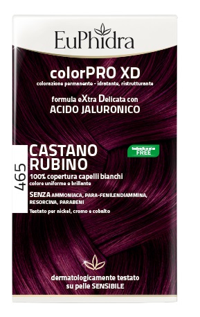 EUPHIDRA COLORPRO XD 465 CAST RUBINO GEL COLORANTE CAPELLI IN FLACONE + ATTIVANTE + BALSAMO + GUANTI - Farmacia Mastrangelo 