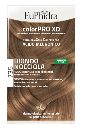EUPHIDRA COLORPRO XD 735 BIONDO NOCCIOLA GEL COLORANTE CAPELLI IN FLACONE + ATTIVANTE + BALSAMO + GUANTI - Farmacia Mastrangelo 