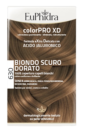 EUPHIDRA COLORPRO XD 630 BIONDO SCURO DORATO GEL COLORANTE CAPELLI IN FLACONE + ATTIVANTE + BALSAMO + GUANTI - Farmacia Mastrangelo 