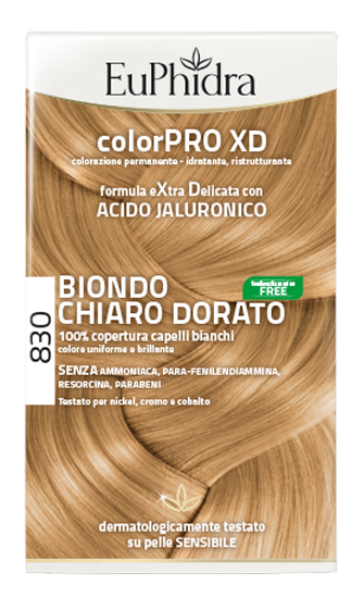 EUPHIDRA COLORPRO XD 830 BIONDO CHIARO DORATO GEL COLORANTE CAPELLI IN FLACONE + ATTIVANTE + BALSAMO + GUANTI - Farmacia Mastrangelo 